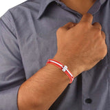 Toughened Fibre Stainless Steel Red Cuff Kada Bangle Bracelet Men