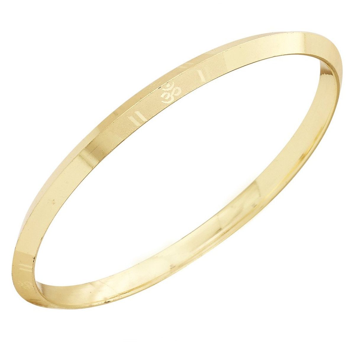 Om Laser Engraved Brass Kada Bangle Bracelet For Men