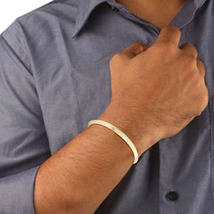 Om Laser Engraved Brass Kada Bangle Bracelet For Men