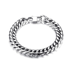 316L Stainless Steel Classic 3D Curb Rhodium Plated Bracelet For Men