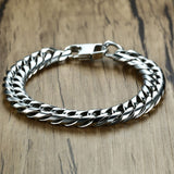 316L Stainless Steel Classic 3D Curb Rhodium Plated Bracelet For Men