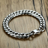 316L Stainless Steel Classic 3D Curb Rhodium Plated Bracelet For Men