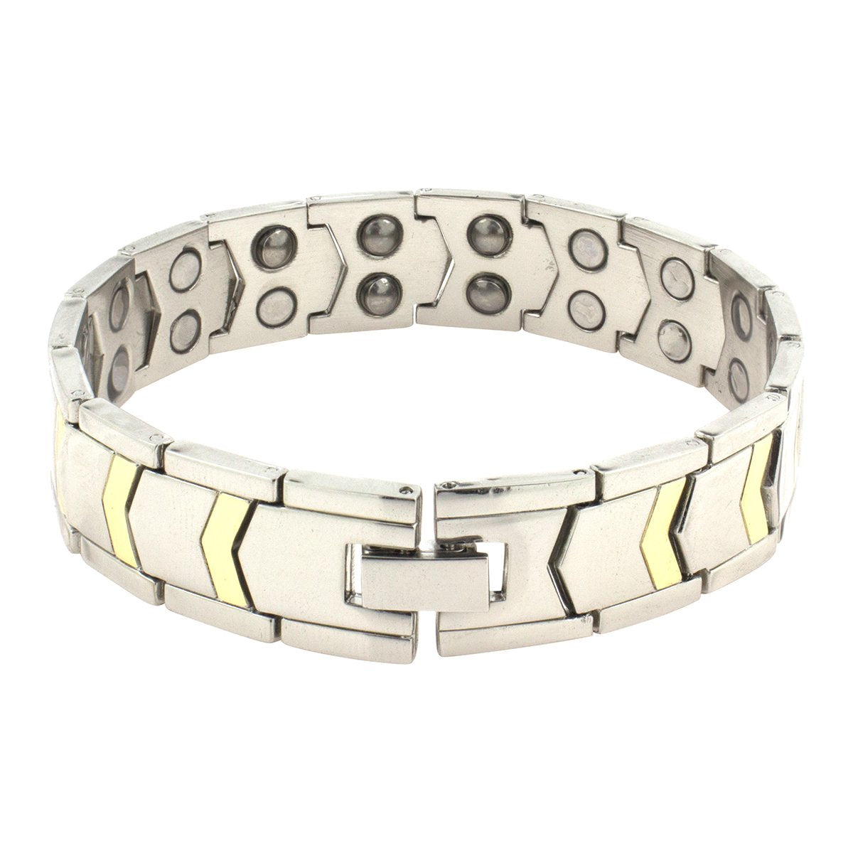 Titanium Stainless Steel Silver Gold Magnetic Therapy Health Energy Bracelet Men
