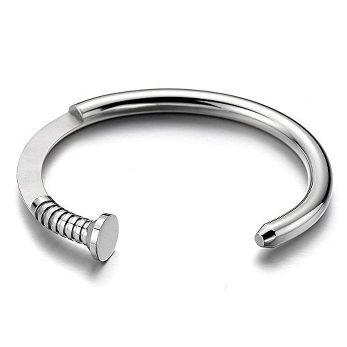 Stainless Steel Sterling Silver Plated Cuff Kada Bracelet Bangle Men