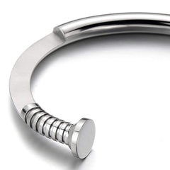 Stainless Steel Sterling Silver Plated Cuff Kada Bracelet Bangle Men