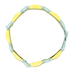Geometric Designer 18K Gold Black Accents Stainless Steel Bracelet Men