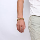 Italian 3D Curb Links 22K Gold Plated Stainless Steel Bracelet For Men