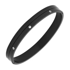 Stainless Steel Matte Black Cz American Diamond Kada Bracelet Men