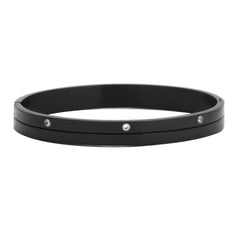 Stainless Steel Matte Black Cz American Diamond Kada Bracelet Men