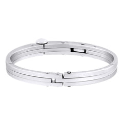 Mens Cz Surgical Stainless Steel Oval Free Size Openable Kada Bracelet