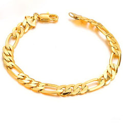 Stainless Steel 22K Gold Plated Etched Curb Bracelet For Men