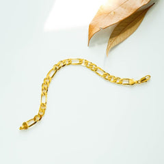 Stainless Steel 22K Gold Plated Etched Curb Bracelet For Men