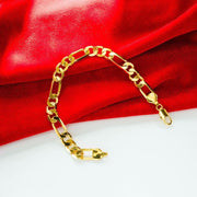 Stainless Steel 22K Gold Plated Etched Curb Bracelet For Men