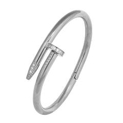 Nail Gothic Cz Stainless Steel Openable Cuff Kada Bangle Bracelet Men