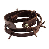 Handmade Drak Brown Leather Wrist Band Biker Bracelet For Men