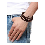 Handmade Drak Brown Leather Wrist Band Biker Bracelet For Men