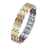 Italian Stainless Steel 18K Gold Rhodium Finish Magnetic Bracelet Men