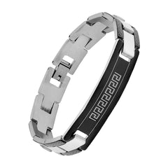 Italian Biker Id Stainless Steel Black Border Pt. Bracelet For Boy Men