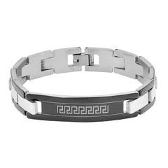 Italian Biker Id Stainless Steel Black Border Pt. Bracelet For Boy Men