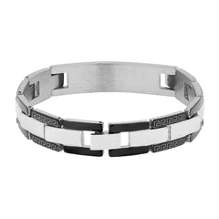 Italian Biker Id Stainless Steel Black Border Pt. Bracelet For Boy Men