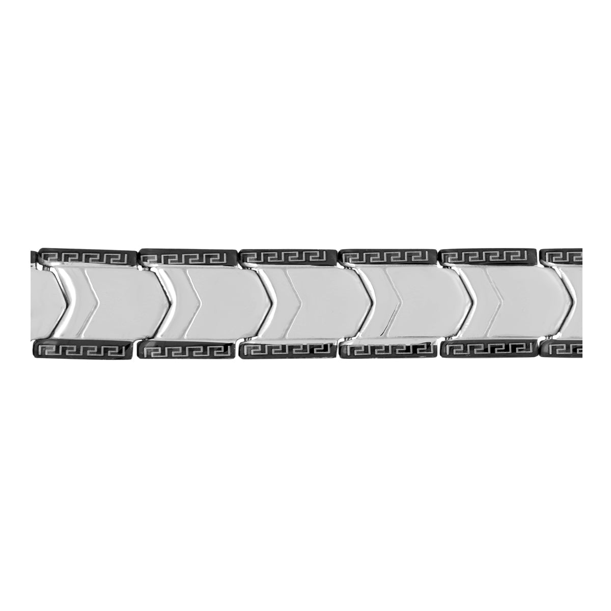 Black Silver 316L Stainless Steel Pt. Strand Bracelet For Men