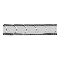 Black Silver 316L Stainless Steel Pt. Strand Bracelet For Men
