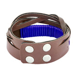 Funky Biker Blue Brown Faux Leather Wrist Band Strap Bracelet For Men