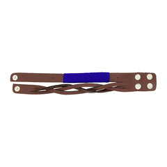 Funky Biker Blue Brown Faux Leather Wrist Band Strap Bracelet For Men