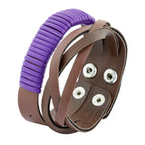 Funky Biker Purple Brown Faux Leather Wrist Band Strap Bracelet Men