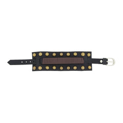 Funky Biker Black Brown Faux Leather Wrist Band Strap Bracelet For Men
