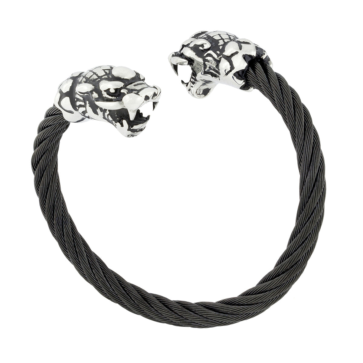 Rope Snake Lion Dragon Stainless Steel Black Silver Kada Bracelet Men