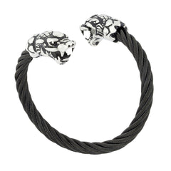 Rope Snake Lion Dragon Stainless Steel Black Silver Kada Bracelet Men