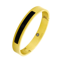 Designer Solid 316L Stainless Steel Gold Black Silicon Kada Bangle Men