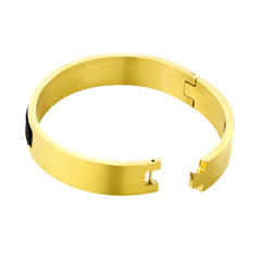 Designer Solid 316L Stainless Steel Gold Black Silicon Kada Bangle Men