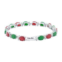 Tennis Red Green Cubic Zirconia American Diamond Bracelet For Women