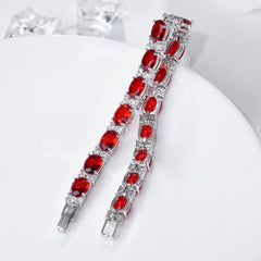 Tennis Ruby Red Cubic Zirconia American Diamond Bracelet For Women