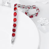 Tennis Ruby Red Cubic Zirconia American Diamond Bracelet For Women