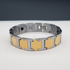 Stylish Geometric 316L Stainless Steel Gold Bracelet Magnetic Men