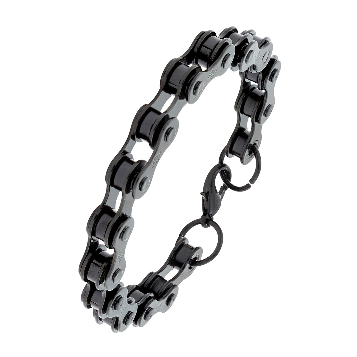 Biker Motor Cycle Chain Black Silver Stainless Steel Funky Mens Bracelet Men