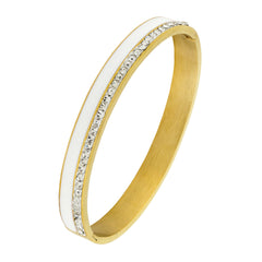 Stainless Steel Gold Cz American Diamond Bangle Cuff Kada Bracelet Men