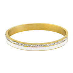 Stainless Steel Gold Cz American Diamond Bangle Cuff Kada Bracelet Men