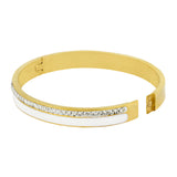 Stainless Steel Gold Cz American Diamond Bangle Cuff Kada Bracelet Men