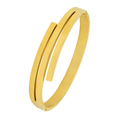 Waves 18Kgold Stainless Steel Gold Bangle Cuff Kada Bracelet Men