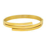 Waves 18Kgold Stainless Steel Gold Bangle Cuff Kada Bracelet Men