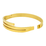Waves 18Kgold Stainless Steel Gold Bangle Cuff Kada Bracelet Men