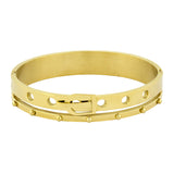 Belt 18K Gold Stainless Steel Openable Bangle Cuff Kada Bracelet Men