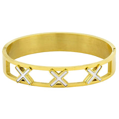 Cross 18K Gold Stainless Steel Bangle Cuff Kada Bracelet For Women