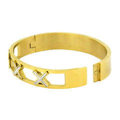 Cross 18K Gold Stainless Steel Bangle Cuff Kada Bracelet For Women