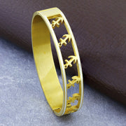 Anchor 18K Gold Stainless Steel Bangle Cuff Kada Bracelet For Women