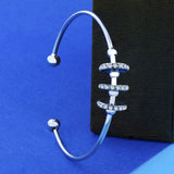 Delicate Silver Brass Cz Cuff Bracelet Stylish For Girls Women